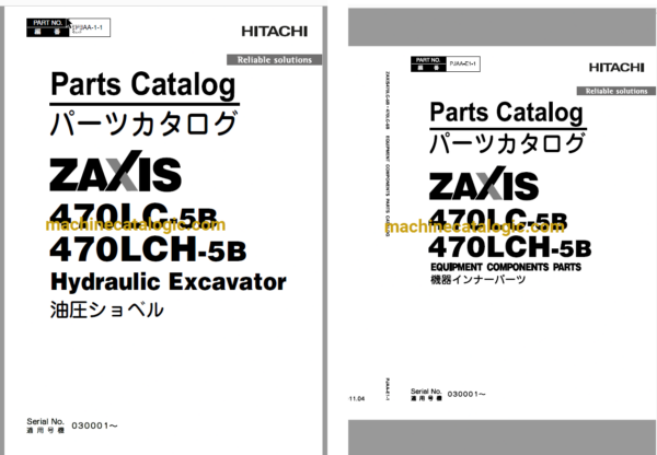 Hitachi ZX470LC-5B,ZX470LCH-5B Hydraulic Excavator Full Parts Catalog