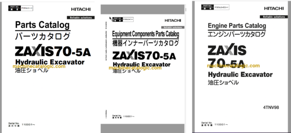 Hitachi ZX70-5A Hydraulic Excavator Full Parts Catalog