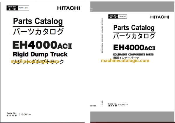 Hitachi EH4000AC2 Rigid Dump Truck Full Parts Catalog