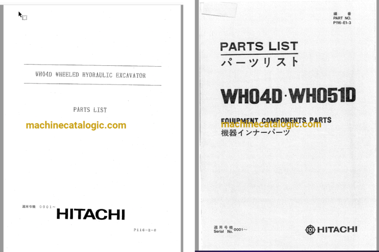Hitachi WH04D,WH051D Wheeled Hydraulic Excavataor Full Parts Catalog