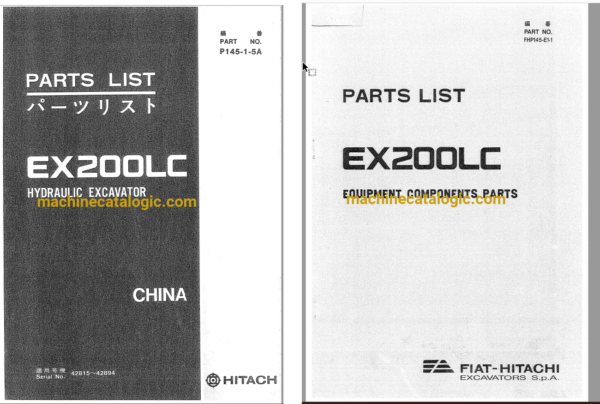 Hitachi EX200LC Hydraulic Excavator Full Parts Catalog