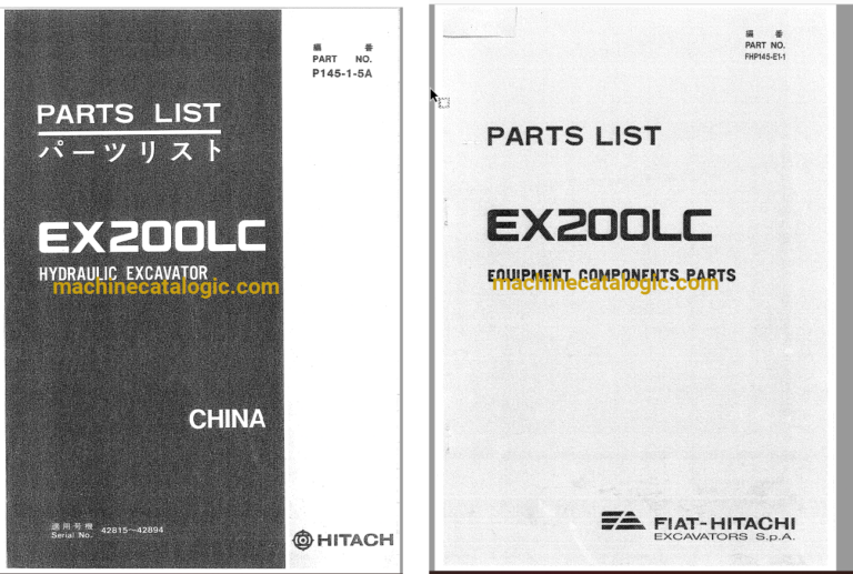 Hitachi EX200LC Hydraulic Excavator Full Parts Catalog