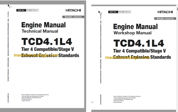 Hitachi TCD4.1L4 Engine Tier 4 Compatible Technical and Workshop Manual