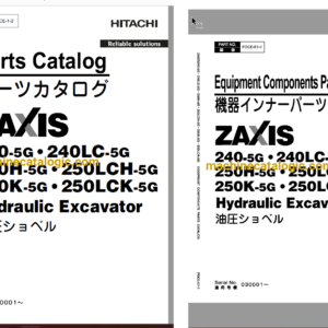 Hitachi ZX240-5G,ZX240LC-5G,ZX250H-5G,ZX250LCH-5G,ZX250K-5G,ZX250LCK-5G Hydraulic Excavator Full Parts Catalog