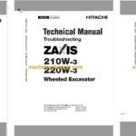 Hitachi ZX210W-3,ZX220W-3 Wheeled Excavator Technical and Workshop Manual