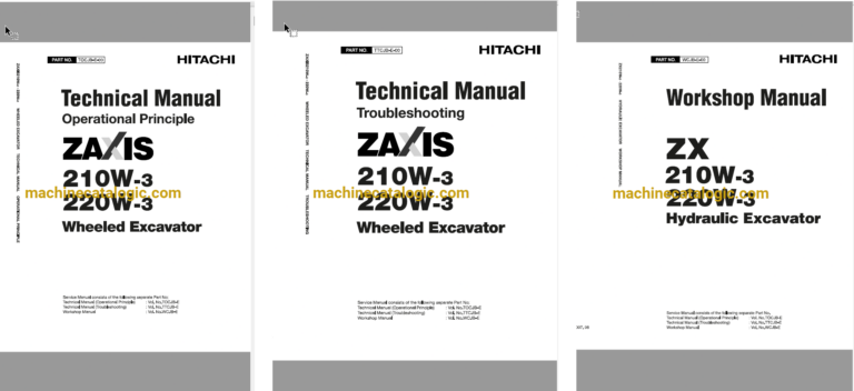 Hitachi ZX210W-3,ZX220W-3 Wheeled Excavator Technical and Workshop Manual