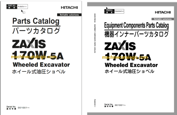 Hitachi ZAXIS170W-5A Wheeled Excavataor Full Parts Catalog