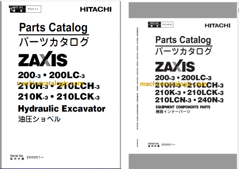 Hitachi ZX200-3,ZX200LC-3,ZX210H-3,ZX210LCH-3,ZX210K-3,ZX210LCK-3,ZX210LCN-3,ZX240N-3 Hydraulic Excavator Full Parts Catalog