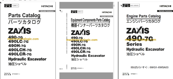 Hitachi ZX490-7G Series Hydraulic Excavator Full Parts and Engine Parts Catalog