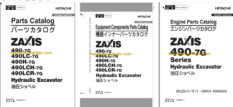 Hitachi ZX490-7G Series Hydraulic Excavator Full Parts and Engine Parts Catalog
