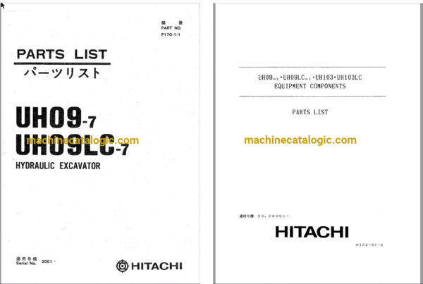 Hitachi UH09-7, UH09LC-7 Hydraulic Excavator Full Parts Catalog