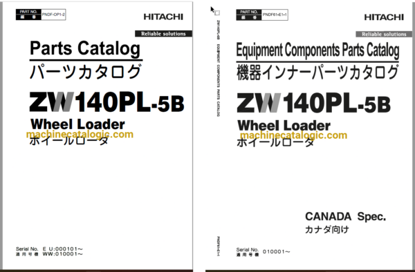 Hitachi ZW140PL-5B Wheel Loader Full Parts Catalog