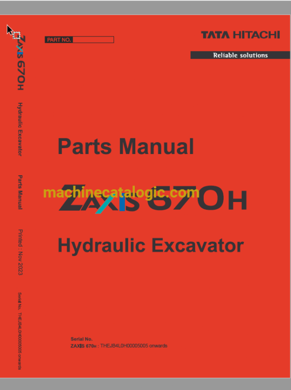 TATA Hitachi ZX670H Hydraulic Excavator Full Parts Catalog