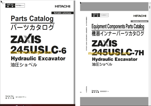 Hitachi ZX245USLC-6 Hydraulic Excavator Full Parts Catalog