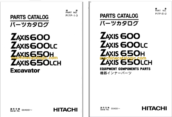 Hitachi ZX600,ZX600LC,ZX650H,ZX650LCH Excavator Full Parts Catalog