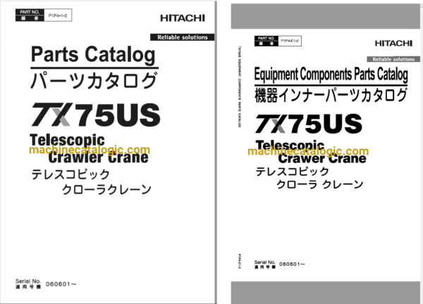 Hitachi TX75US Telescopic Crawler Crane Full Parts Catalog