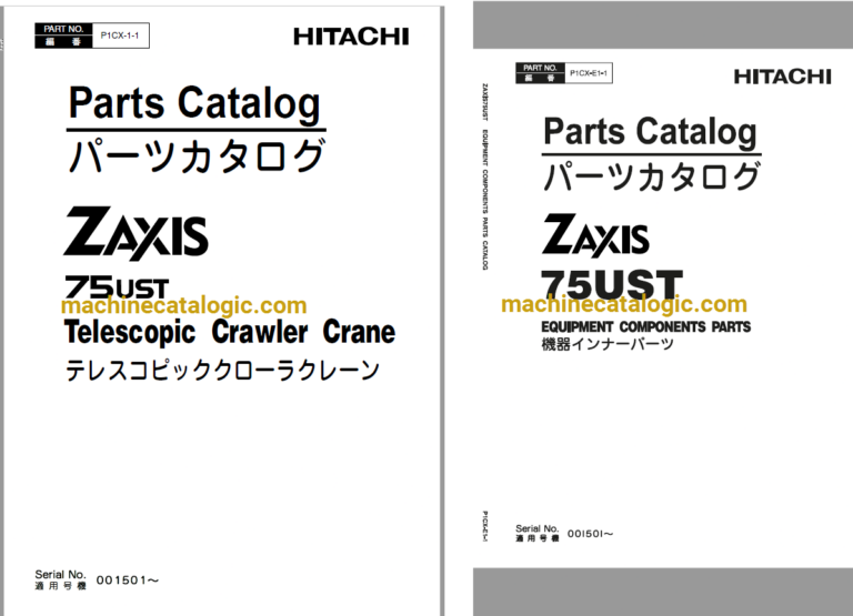 Hitachi ZX75UST Telescopic Crawler Crane Full Parts Catalog