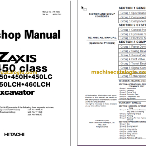 Hitachi ZX450,ZX450H,ZX450LC,ZX450LCH,ZX460LCH Excavator Technical and Workshop Manual