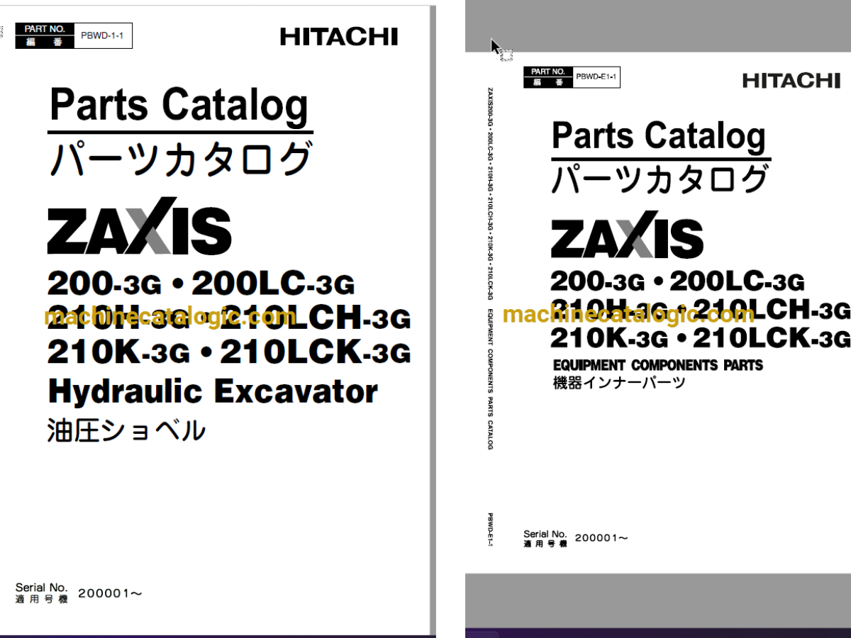 Hitachi ZX200-3G,ZX200LC-3G,ZX210H-3G,ZX210LCH-3G,ZX210K-3G,ZX210LCK-3G Hydraulic Excavator Full Parts Catalog Hitachi ZX200-3G,ZX200LC-3G,ZX210H-3G,ZX210LCH-3G,ZX210K-3G,ZX210LCK-3G Hydraulic Excavator Full Parts Catalog