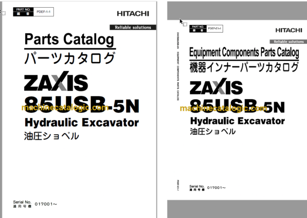 Hitachi ZX85USB-5N Hydraulic Excavator Full Parts Catalog