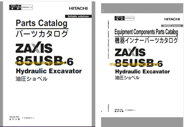 Hitachi ZX85USB-6 Hydraulic Excavator Full Parts Catalog