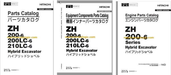 Hitachi ZH200-6 Series Hybrid Excavator Full Parts and Engine Parts Catalog