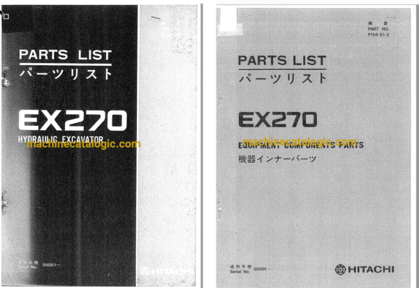 Hitachi EX270 Hydraulic Excavator Full Parts Catalog