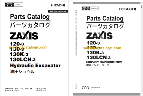 Hitachi ZX120-3,ZX130-3,ZX130K-3,ZX130LCN-3 Hydraulic Excavator Full Parts Catalog