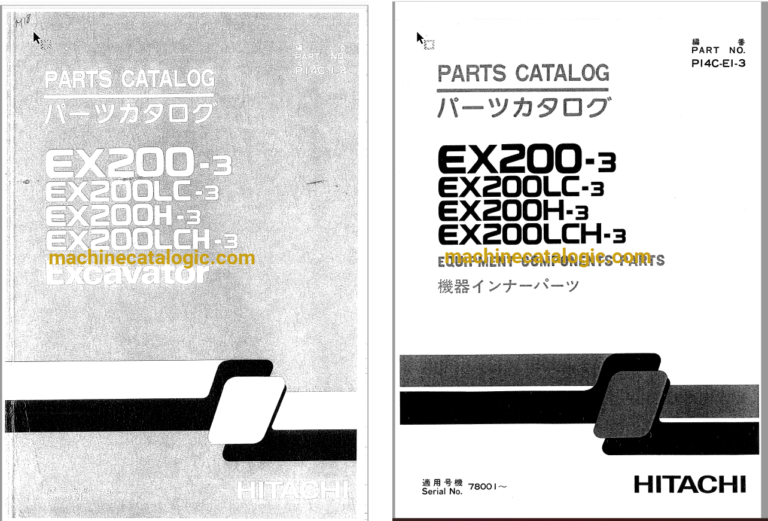 Hitachi EX200-3,EX200LC-3,EX200H-3,EX200LCH-3 Excavator Full Parts Catalog