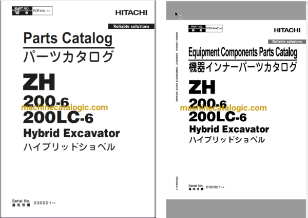 Hitachi ZH200-6,ZH200LC-6 Series Hybrid Excavator Full Parts Catalog