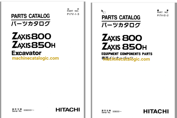 Hitachi ZX800,ZX850H Excavator Full Parts Catalog