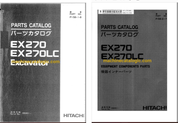 Hitachi EX270,EX270LC Hydraulic Excavator Full Parts Catalog