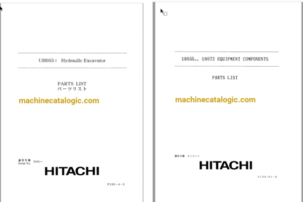 Hitachi UH055-7 Hydraulic Excavator Full Parts Catalog