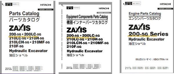 Hitachi ZX200-5G Series Hydraulic Excavator Full Parts and Engine Parts Catalog