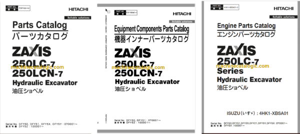 Hitachi ZX250LC-7 Series Hydraulic Excavator Full Parts and Engine Parts Catalog