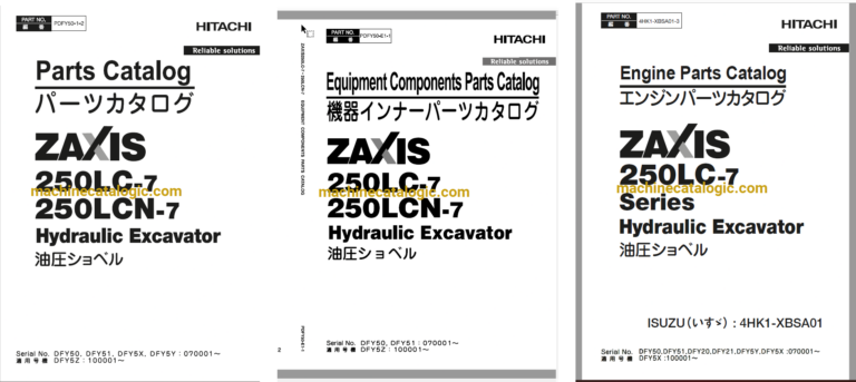 Hitachi ZX250LC-7 Series Hydraulic Excavator Full Parts and Engine Parts Catalog