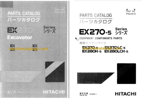 Hitachi EX270-5,EX270LC-5,EX280H-5,EX280LCH-5 Excavator Full Parts Catalog