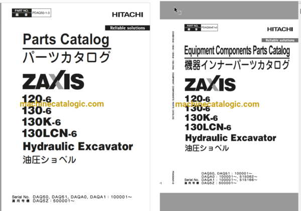 Hitachi ZX120-6 Hydraulic Excavator Full Parts Catalog