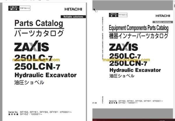 Hitachi ZX250LC-7,ZX250LCN-7 Hydraulic Excavator Full Parts Catalog