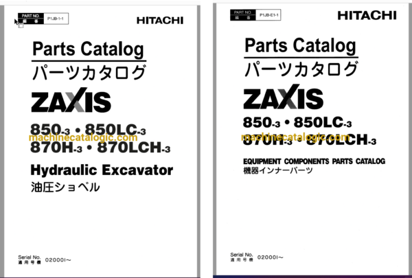 Hitachi ZX850-3,ZX850LC-3,ZX870H-3,ZX870LCH-3 Hydraulic Excavator Full Parts and Engine Parts Catalog