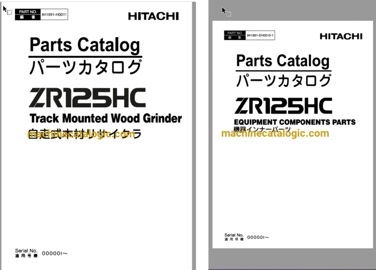Hitachi ZR125HC Track Mounted Wood Grinder Full Parts Catalog