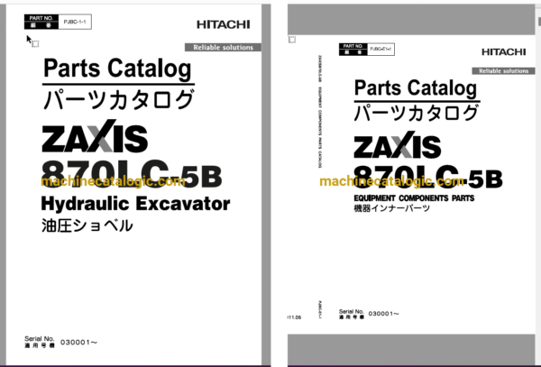 Hitachi ZX870LC-5B Hydraulic Excavator Full Parts Catalog