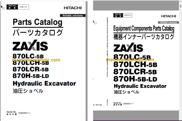 Hitachi ZX870LC-5B,ZX870LCH-5B,ZX870LCR-5B,ZX870H-5B-LD Hydraulic Excavator Full Parts Catalog