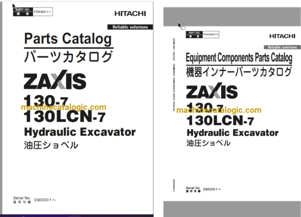 Hitachi ZX130-7, ZX130LCN-7 Hydraulic Excavator Full Parts Catalog