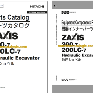 Hitachi ZX200-7, ZX200LC-7 (Oceania Spec.) Hydraulic Excavator Full Parts Catalog