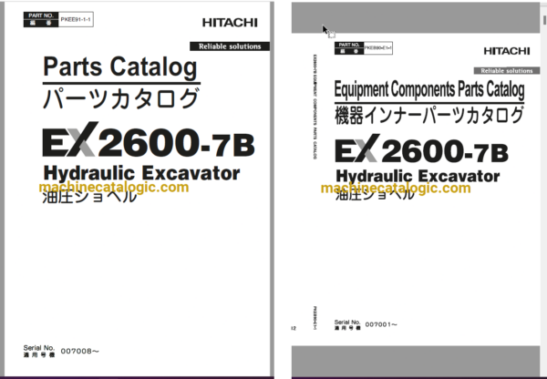 Hitachi EX2600-7B Hydraulic Excavator Full Parts Catalog