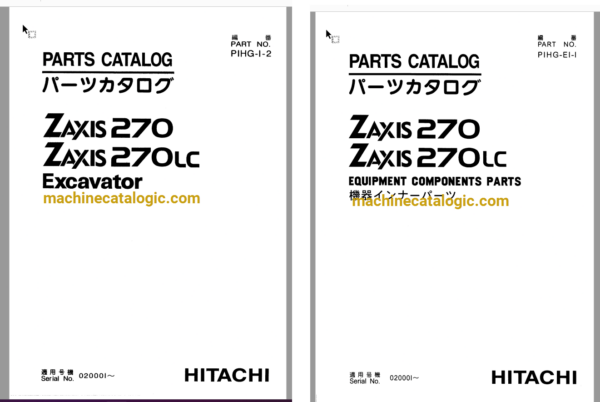 Hitachi ZX270,ZX270LC Excavator Full Parts Catalog