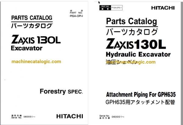 Hitachi ZX130L Excavator Full Parts Catalog