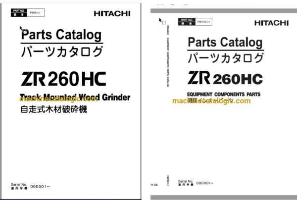 Hitachi ZR260HC Track Mounted Wood Grinder Full Parts Catalog