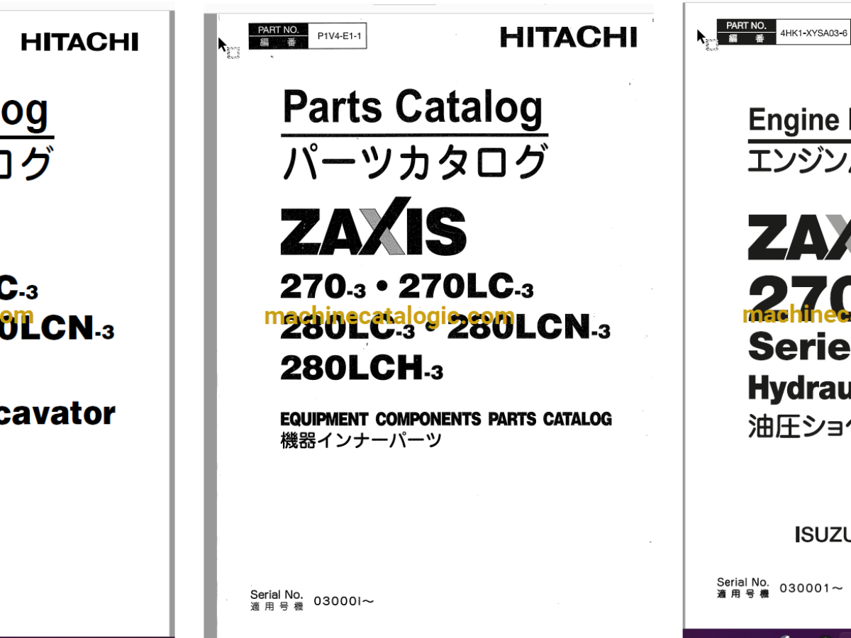 Hitachi ZX270-3,ZX270LC-3,ZX280LC-3,ZX280LCN-3,ZX280LCH-3 Hitachi ZX270-3,ZX270LC-3,ZX280LC-3,ZX280LCN-3,ZX280LCH-3